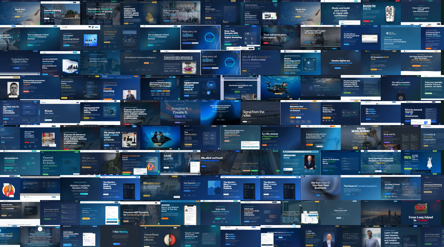 Mosaic of corporate blue websites