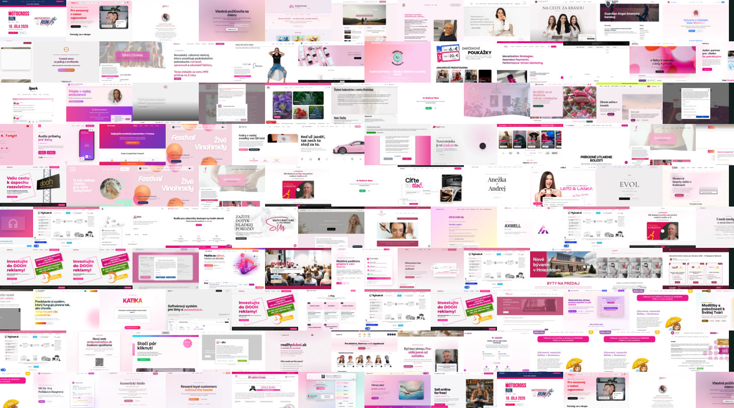 Mosaic of pink pastel e-commerce websites